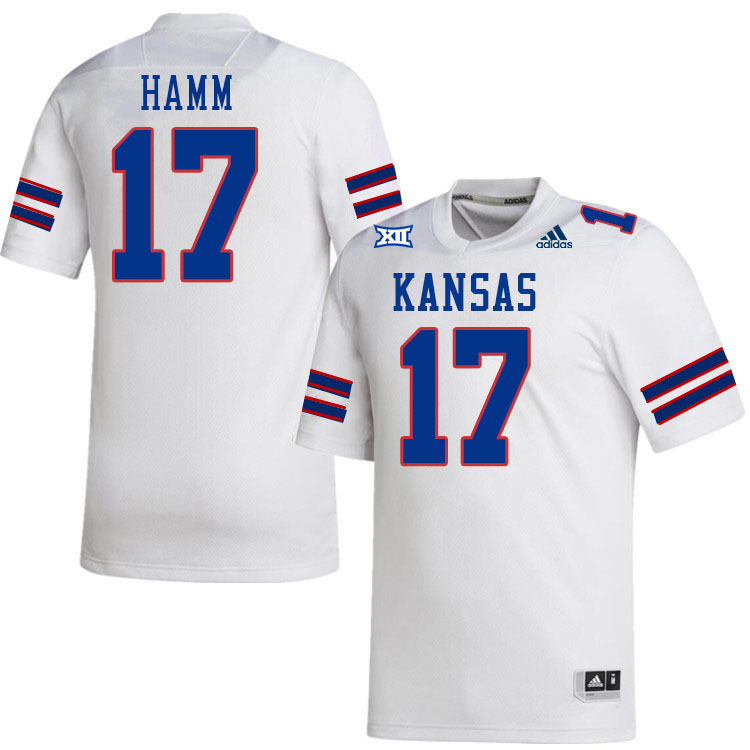 Men #17 Jaden Hamm Kansas Jayhawks College Football Jerseys Stitched Sale-White